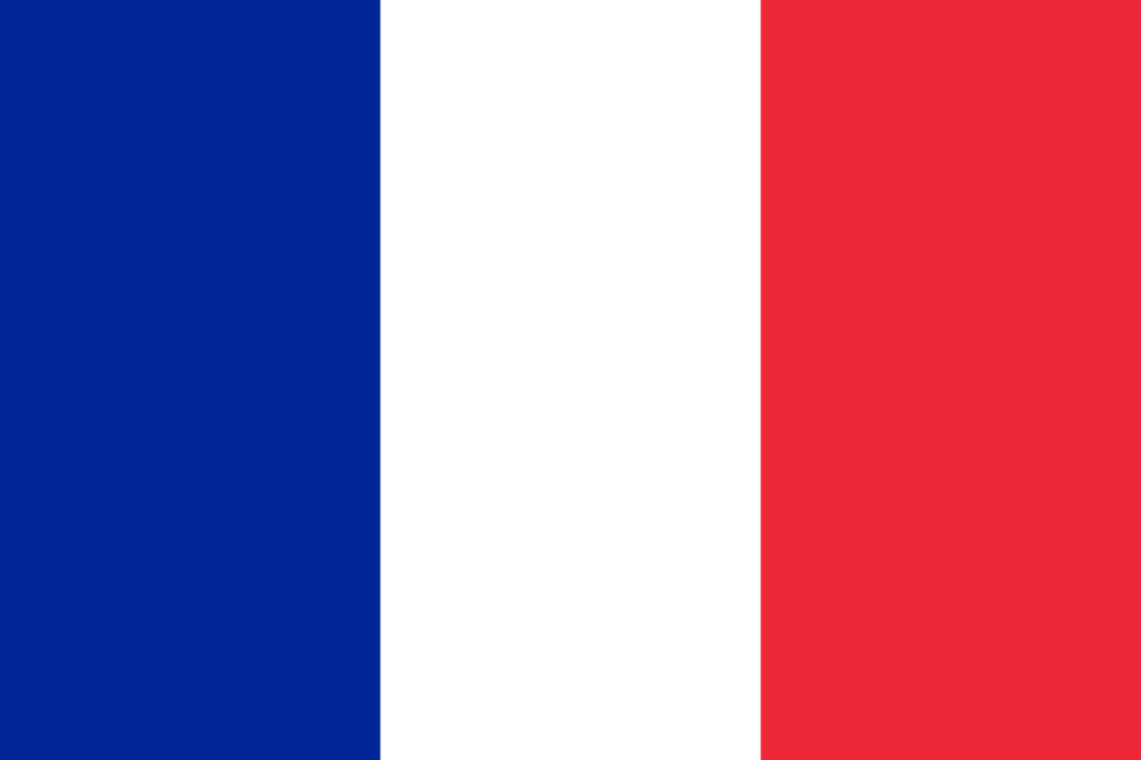 Franse vlag. Plaatje geeft aan dat je hiermee naar Franstalige deel van website kan